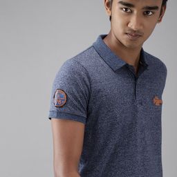 UTH by Roadster Boys Navy Blue Polo Collar T-shirt with Melange Effect-image-68
