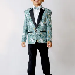 BAESD Boys Notched Lapel Collared Single-Breasted Four-Piece Ethnic Suit-39
