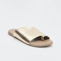 Vishudh Women Gold-Toned Open Toe Flats-image-40