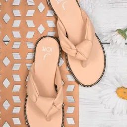 Jove Women Nude-Coloured Open Toe Flats-image-29