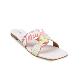 Mochi Printed Open Toe Flats-30