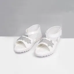 BAESD Girls Embellished Open Toe Flats With Velcro Closure-12