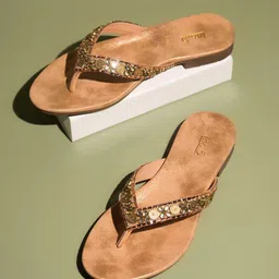 Inc 5 Embellished Open Toe Flats-12