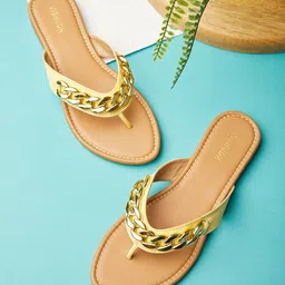 Vishudh Women Yellow Embellished Open Toe Flats-picture-52