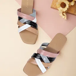 DressBerry Women Colourblocked Open Toe Flats-image-56
