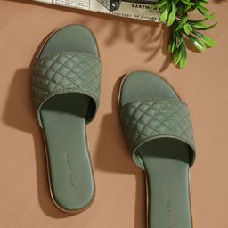 Tokyo Talkies Women Olive Textured Open Toe Flats-31
