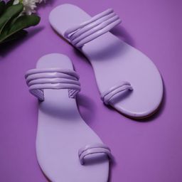 Anouk Lavender Striped One Toe Flats-image-23