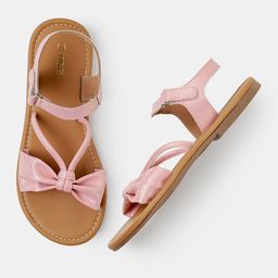 R&B Girls Bow Knotted Open Toe Flats With Velcro Closure-picture-16