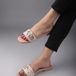 Gibelle Embellished Open Toe Flats-35