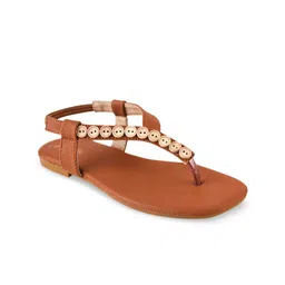 JM Looks Embellished Open Toe Flats With Backstrap image 5