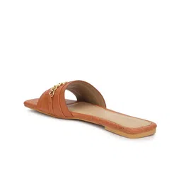 Truffle Collection Textured Embellished Open Toe Flats image 5