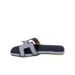 Dapper Feet-Fancy Nancy H Style Textured Open Toe Flats image 2