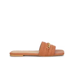 Truffle Collection Textured Embellished Open Toe Flats image 2