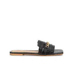 Truffle Collection Textured Embellished Open Toe Flats image 2