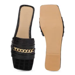 Truffle Collection Textured Embellished Open Toe Flats image 3