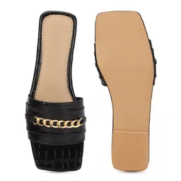 Truffle Collection Textured Embellished Open Toe Flats image 2