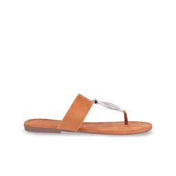 Try Me Embellished Kolapuri Ethnic Suede Open Toe Flats image 3