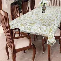 Homerz White Floral Printed Rectangle 8-Seater Table Cover-6