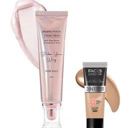 FACES CANADA Rose Glow Kit - Strobe Cream 30 ml & All Day Hydra Matte Foundation 15 ml-50