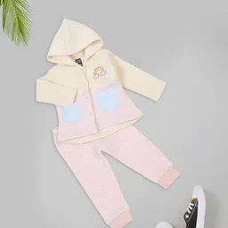 MeeMee Girls Colourblocked Hooded Sweatshirt With Joggers-picture-2