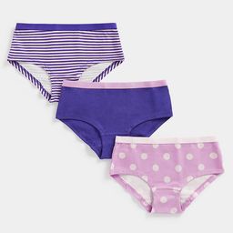 mothercare Infant Girls Pink & Purple Pack Of 3 Printed & Striped Mid-Rise Hipsters-image-61
