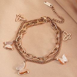 Yellow Chimes Women Rose Gold Plated Butterfly Designed Charm Bracelet-17
