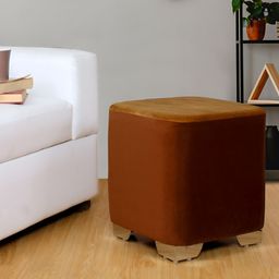 Shadowkart Brown Wooden Pouffes Sitting Mudda Square Ottoman-image-87