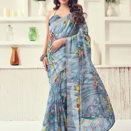 KALINI Abstract Printed Zari Saree-11