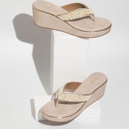 Inc 5 Women Beige Embellished Ethnic Wedge Heels-10