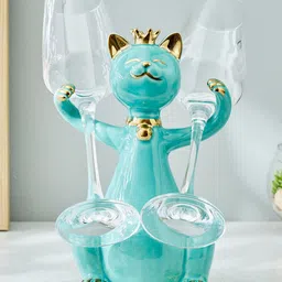 Home Centre Souvenir Ceramic Cat Figurine With Bottle Holder-image-10
