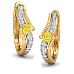 KUBERBOX Claudia 18KT Gold Diamond & Sapphire Studded Hoop Earrings- 2.02 gm-image-44