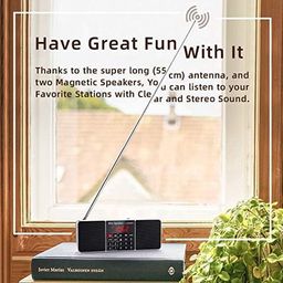 prunus J-288 Portable AM FM Radio with Bluetooth Speaker, Sleep Timer, Power-Saving Display, Ultra-Long Antenna, AUX Input & USB Disk & TF Card MP3 Player（Red） image 3