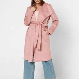 Vero Moda Shawl Collar Tie Up Longline Wrap Coat-picture-58