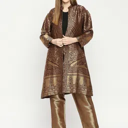 Cloth Haus India Women Floral Lightweight Longline Brocade Tailored Jacket-56