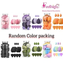FEELHIGH Set Of 11 Sponge Set & Triangle Powder Puff With Storage Jar image 2