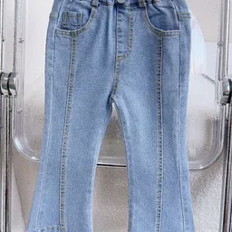 INCLUD Girls Bootcut Clean Look Heavy Fade Stretchable Jeans-31