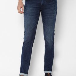 Allen Solly Men Navy Blue Skinny Fit Heavy Fade Jeans-image-90