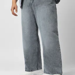 Urbano Plus Men Loose Relaxed Fit Mid-Rise Heavy Fade Clean Look Baggy Cotton Jeans-image-73