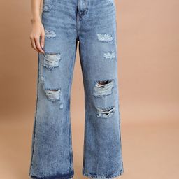 Tokyo Talkies Women Mid-Rise Wide Leg Fit Highly Distressed Heavy Fade Jeans-image-63