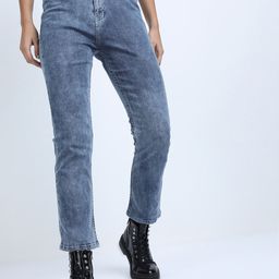 Basics By Tokyo Talkies Women Blue Slim Fit Heavy Fade Jeans-picture-15