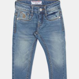 U S Polo Assn Boys Blue Slim Fit Low Distress Light Fade Jeans-image-23