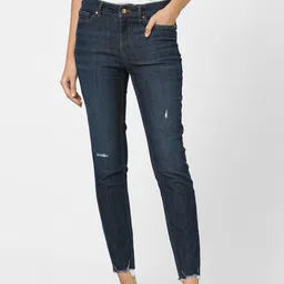 Vero Moda Women Blue Skinny Fit Low Distress Light Fade Jeans-image-77