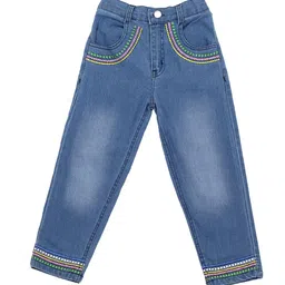 CREMLIN CLOTHING Girls Blue Clean Look Light Fade Jeans-image-50