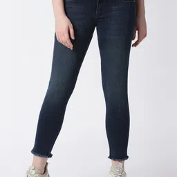 Pepe Jeans Women Blue Regular Fit Low Distress Light Fade Jeans-picture-2