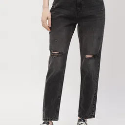 Madame Women Slash Knee Light Fade Cotton Jeans-picture-20