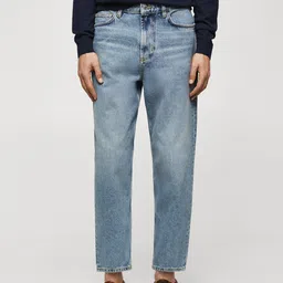 MANGO MAN Pure Cotton Tapered Fit Light Fade Jeans-image-90