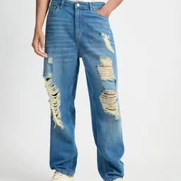 FREAKINS Men High-Rise Highly Distressed Light Fade Cotton Jeans-image-55