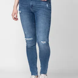 Being Human Women Mid-Rise Skinny Fit Mildly Distressed Light Fade Jeans-image-85