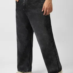 Urbano Plus Men Loose Relaxed Fit Mid-Rise Light Fade Clean Look Baggy Cotton Jeans-image-96