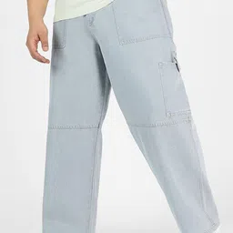 Urbano Plus Baggy Fit Washed Cargo Jeans-image-91